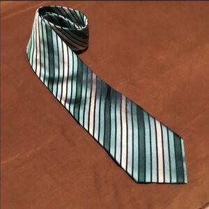 😀BCBG Teal / Deep Sea Green Striped Tie